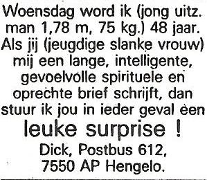 Annonce in Dagblad Tubantia